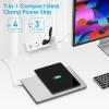 image3 AC Outlet Desk Clamp Power Strip White Desk Mount USB Charging Power Station Removable Desktop Edge Power Center Plugs Output 125V60HZ12A1500W USB 5V4A 10 FT CableWhite