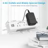 image3 AC Outlet Desk Clamp Power Strip White Desk Mount USB Charging Power Station Removable Desktop Edge Power Center Plugs Output 125V60HZ12A1500W USB 5V4A 10 FT CableWhite