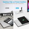 image3 AC Outlet Desk Clamp Power Strip White Desk Mount USB Charging Power Station Removable Desktop Edge Power Center Plugs Output 125V60HZ12A1500W USB 5V4A 10 FT CableWhite