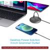 image3 Inch Desk Power Grommet With Green USB Port 2 AC Outlets and 2 USB Ports  Round Hole Outlet With 65FT Heavy Duty Power CordBlack