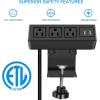 image3 Outlet Desk Clamp Power Strip With USB Ports White Desktop Surge Protector 1200J Mount Charging Power Station Edge Power Outlet 125V 12A 1500WBlack