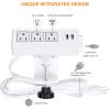image3 Outlet Desk Clamp Power Strip With USB Ports White Desktop Surge Protector 1200J Mount Charging Power Station Edge Power Outlet 125V 12A 1500WWhite