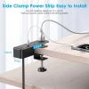 imageCCCEI 20W USB C Desk Side Clamp Power Strip Desk Top Tube Edge Clamp Mount Outlet with 4 Outlets Widely Spaced Surge Protector Outlet Station Fit 16 inch Tabletop Edge Table Leg 6 FT Power Cord