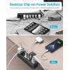 imageCCCEI 20W USB C Desk Side Clamp Power Strip Desk Top Tube Edge Clamp Mount Outlet with 4 Outlets Widely Spaced Surge Protector Outlet Station Fit 16 inch Tabletop Edge Table Leg 6 FT Power Cord