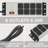 imageCCCEI 2PCS Heavy Duty Power Strip Surge Protector 20 AMP 8 Outlets 12 Gauge Shop Garage Metal Multiple Outlets 6 FT Extension Cord 515P Adapter High Amp 620R TSlot 20a for Appliance BlackGrey