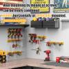imageCCCEI 3 Modular Pegboard Strip Storage Metal Peg Slat Wall Mount for Garage Basement Garden Laundry Room Organization Flexible Tool Organizer for Rake Shovels Crafting Gifts for Men YellowYellow