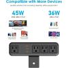 imageCCCEI 45W USB C Desk Side Clamp Power Strip Desk Top Tube Edge Clamp Mount Outlet with 4 Outlets Widely Spaced Surge Protector Outlet Station Fit 16 inch Tabletop Edge Table Leg 6 FT Power Cord