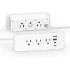 imageCCCEI 6 Outlets Dual Side Recessed Power Strip with USB C Ports Furniture Flush Mount Under Desk Desk Top Multiple Outlets Hidden Charging Station for Conference Table Nightstand Black 6FT10FT