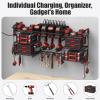 imageCCCEI Blue Power Tool Organizer Wall Mount Large Tools and Battery Storage Rack Charging Station Individual Switches Drills Holder Garage Utility Shelves with 6FT Power Strip Gift for MenBlack