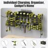 imageCCCEI Blue Power Tool Organizer Wall Mount Large Tools and Battery Storage Rack Charging Station Individual Switches Drills Holder Garage Utility Shelves with 6FT Power Strip Gift for MenGreen