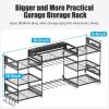 imageCCCEI Blue Power Tool Organizer Wall Mount Large Tools and Battery Storage Rack Charging Station Individual Switches Drills Holder Garage Utility Shelves with 6FT Power Strip Gift for MenBlack