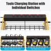 imageCCCEI Blue Power Tool Organizer Wall Mount Large Tools and Battery Storage Rack Charging Station Individual Switches Drills Holder Garage Utility Shelves with 6FT Power Strip Gift for MenYellow
