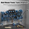 imageCCCEI Blue Power Tool Organizer Wall Mount Large Tools and Battery Storage Rack Charging Station Individual Switches Drills Holder Garage Utility Shelves with 6FT Power Strip Gift for MenBlue