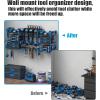 imageCCCEI Blue Power Tool Organizer Wall Mount Large Tools and Battery Storage Rack Charging Station Individual Switches Drills Holder Garage Utility Shelves with 6FT Power Strip Gift for MenBlue