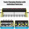 imageCCCEI Blue Power Tool Organizer Wall Mount Large Tools and Battery Storage Rack Charging Station Individual Switches Drills Holder Garage Utility Shelves with 6FT Power Strip Gift for MenGreen