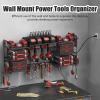 imageCCCEI Blue Power Tool Organizer Wall Mount Large Tools and Battery Storage Rack Charging Station Individual Switches Drills Holder Garage Utility Shelves with 6FT Power Strip Gift for MenBlack