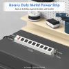 imageCCCEI Corner Mount Angle Power Strip Under Cabinet Heavy Duty 8 Outlets Power Strip Metal Underneath Desk Plug Surge Protector Wall Mountable for Garage Shop Kitchen 6FT Extension Cord Grey