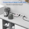 imageCCCEI Corner Mount Angle Power Strip Under Cabinet Heavy Duty 8 Outlets Power Strip Metal Underneath Desk Plug Surge Protector Wall Mountable for Garage Shop Kitchen 6FT Extension Cord Grey