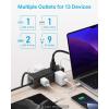 imageCCCEI Desk Clamp Power Strip with 9 Outlets Desktop Edge Mount Surge Protector with USBA and USBC Ports Widely Spaced Desk Outlet Fast Charging Station 6 FT Flat Plug Fit 16 inch Table20W USBC