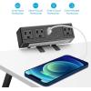 imageCCCEI Desk Clamp Power Strip with PD 30 Fast Charging USB C Port on Desktop Mount Widely Spaced Outlet 10 FT Flat Plug Fit 16 inch Tabletop Edge Thick 125V 12A 1500W BlackBlack