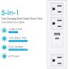 imageCCCEI Desk Clamp Power Strip with PD 30 Fast Charging USB C Port on Desktop Mount Widely Spaced Outlet 10 FT Flat Plug Fit 16 inch Tabletop Edge Thick 125V 12A 1500W BlackWhite