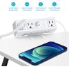 imageCCCEI Desk Clamp Power Strip with PD 30 Fast Charging USB C Port on Desktop Mount Widely Spaced Outlet 10 FT Flat Plug Fit 16 inch Tabletop Edge Thick 125V 12A 1500W BlackWhite