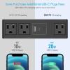 imageCCCEI Desk Clamp Power Strip with PD 30 Fast Charging USB C Port on Desktop Mount Widely Spaced Outlet 10 FT Flat Plug Fit 16 inch Tabletop Edge Thick 125V 12A 1500W BlackBlack