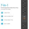 imageCCCEI Desk Clamp Power Strip with USBA and USBC Ports Desktop Mount Surge Protector 1200J Widely Spaced Desk Outlet Station Fast Charging 10 FT Flat Plug Fit 19 inch Tabletop Edge BlackBlack20W