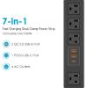 imageCCCEI Desk Clamp Power Strip with USBA and USBC Ports Desktop Mount Surge Protector 1200J Widely Spaced Desk Outlet Station Fast Charging 6 FT Flat Plug Fit 19 inch Tabletop Edge BlackBlack45W