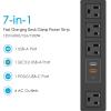 imageCCCEI Desk Clamp Power Strip with USBA and USBC Ports Desktop Mount Surge Protector 1200J Widely Spaced Desk Outlet Station Fast Charging 6 FT Flat Plug Fit 19 inch Tabletop Edge BlackBlack20W