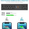 imageCCCEI Desk Clamp Power Strip with USBA and USBC Ports Desktop Mount Surge Protector 1200J Widely Spaced Desk Outlet Station Fast Charging 6 FT Flat Plug Fit 19 inch Tabletop Edge BlackBlack20W
