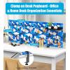 imageCCCEI Desk Organizer and Storage with Charging Station Navy Blue Clamp on Table Pegboard Gaming Standing Office Supplies Shelf Accessorie Metal Peg Board Privacy Panels Gifts for Men 10FTNavy Blue