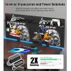 imageCCCEI Desk Organizer and Storage with Charging Station Pegboard Deco Clamp on Desk Gaming Office Supplies Shelf Accessorie Metal Peg Board Privacy Panels Gifts for Men 6FT BlackBlack