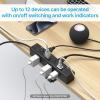 imageCCCEI Desk Outlet Station 45W USB C Port 12 Outlet Desktop Clamp Power Strip Surge Protector 4800J with Switch Nightstand Office Standing Desk Accessories Fit Thicker Table Edge or Screw Mount 6FT20W USBC