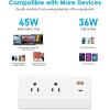 imageCCCEI Desk Power Strip with 18W USB C Fast Charge Port Black 800J Surge Protector Clamp Desktop Outlet Table Edge Mount Socket 6FT and Fit 16 inch Tabletop Edge ThickWhite45W