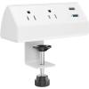 imageCCCEI Desk Power Strip with 18W USB C Fast Charge Port Black 800J Surge Protector Clamp Desktop Outlet Table Edge Mount Socket 6FT and Fit 16 inch Tabletop Edge ThickWhite20W