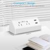 imageCCCEI Desk Power Strip with 18W USB C Fast Charge Port Black 800J Surge Protector Clamp Desktop Outlet Table Edge Mount Socket 6FT and Fit 16 inch Tabletop Edge ThickWhite20W