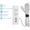imageCCCEI Furniture Recessed Power Strip Black Desk Outlet with USB Ports in Conference Desktop Flush Mount Plug 6 ft Extension CordWhite