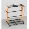 imageCCCEI Garage Organization with Wheels Outdoor Gargen Yard Shed Tools Organizer Cart Home Storage for Cleaning Supplies Broom Holder for Shovel and Rake Long Farming and Farming Tools RedOrange