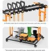 imageCCCEI Garage Organization with Wheels Outdoor Gargen Yard Shed Tools Organizer Cart Home Storage for Cleaning Supplies Broom Holder for Shovel and Rake Long Farming and Farming Tools RedOrange