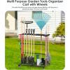 imageCCCEI Garage Organization with Wheels Outdoor Gargen Yard Shed Tools Organizer Cart Home Storage for Cleaning Supplies Broom Holder for Shovel and Rake Long Farming and Farming Tools RedRed