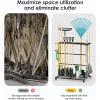 imageCCCEI Garage Organization with Wheels Outdoor Gargen Yard Shed Tools Organizer Cart Home Storage for Cleaning Supplies Broom Holder for Shovel and Rake Long Farming and Farming Tools RedYellow