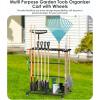 imageCCCEI Garage Organization with Wheels Outdoor Gargen Yard Shed Tools Organizer Cart Home Storage for Cleaning Supplies Broom Holder for Shovel and Rake Long Farming and Farming Tools RedOrange