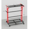 imageCCCEI Garage Organization with Wheels Outdoor Gargen Yard Shed Tools Organizer Cart Home Storage for Cleaning Supplies Broom Holder for Shovel and Rake Long Farming and Farming Tools RedRed