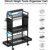 imageCCCEI Garage Power Tools Organizer Cart with Charging Station Black Floor Standing Rolling Drill and Tools Battery Storage Cart on Wheels Utility Rack Gift for Men Husband FatherBlack