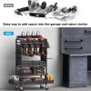 imageCCCEI Garage Power Tools Organizer Cart with Charging Station Black Floor Standing Rolling Drill and Tools Battery Storage Cart on Wheels Utility Rack Gift for Men Husband FatherBlack
