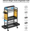 imageCCCEI Garage Power Tools Organizer Cart with Charging Station Black Floor Standing Rolling Drill and Tools Battery Storage Cart on Wheels Utility Rack Gift for Men Husband FatherYellow