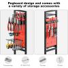 imageCCCEI Garage Power Tools Organizer Cart with Charging Station Black Floor Standing Rolling Drill and Tools Battery Storage Cart on Wheels Utility Rack Gift for Men Husband FatherRed