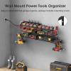 imageCCCEI Garage Tools Storage with Charging Station Power Tool Battery Organizer Utility Shelf with Power Strip 4 Drills Holder Wall Mount Rack BlackLarge