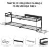 imageCCCEI Garage Tools Storage with Charging Station Power Tool Battery Organizer Utility Shelf with Power Strip 4 Drills Holder Wall Mount Rack BlackLarge